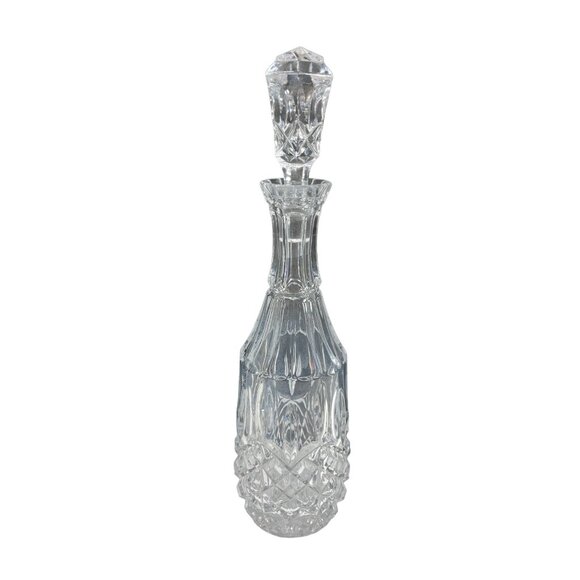 Vintage Crystal Cut Glass Decanter With Stopper 13" Tall Elegant Design For Whis - Picture 2 of 8